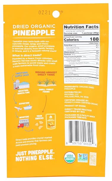 Dried Pineapple Fruit Organic 2oz