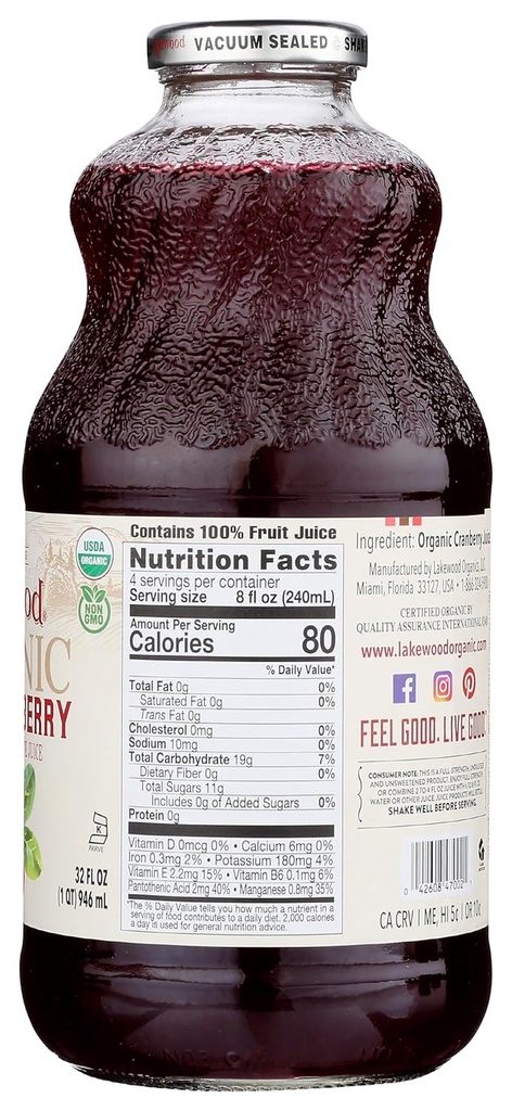 Pure Cranberry Juice 32oz