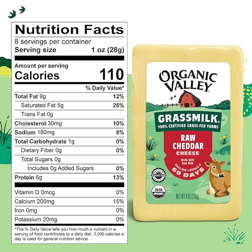 Cheese Raw Cheddar Mild Organic 8oz