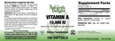 Vitamin A 10,000 IU - 100 Softgels