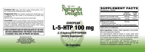 L-5-HTP 100 mg W/Vit C & B-6 - 30 Caps