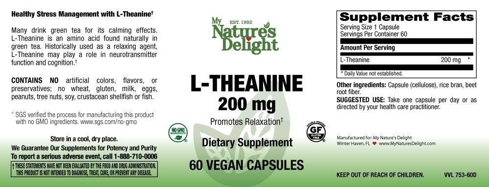 L-Theanine 200 mg - 60 Vegan Caps