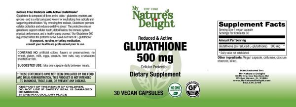 Glutathione 500 mg - Reduced & Active - 30 Vegan Caps