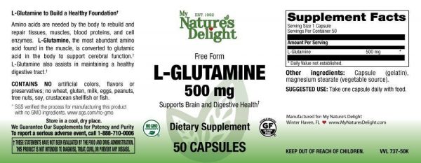 L-Glutamine 500 mg - 50 Caps
