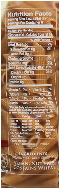 Organic Whole Wheat Penne Rigate 16oz