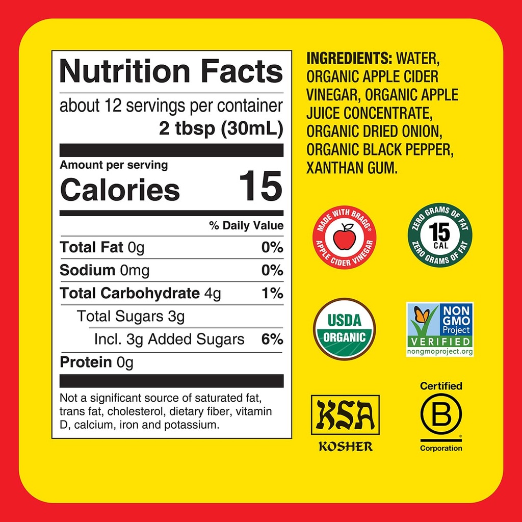Organic Apple Cider Vinaigrette Salad Dressing Oil-Free 12oz