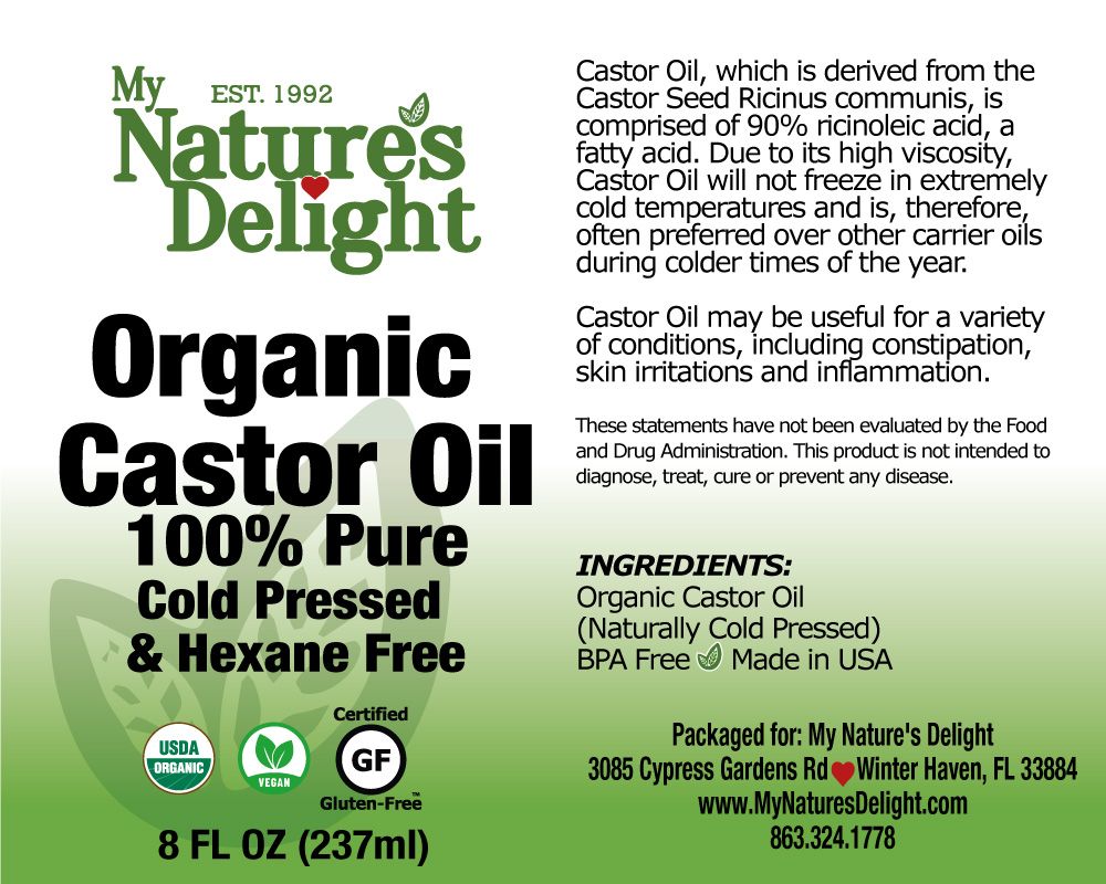 Organic Castor Oil 8oz Plastic