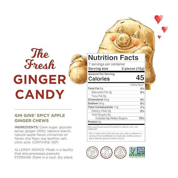 Gin Gins Spicy Apple Ginger Chew 3oz