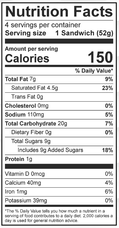 Non-dairy Vanilla Sandwich 11oz 4 Sandwiches 