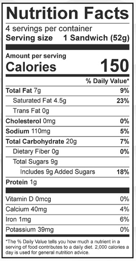 Non-dairy Vanilla Sandwich 11oz 4 Sandwiches 