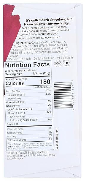 85% Organic Pure Dark Chococolate 3oz