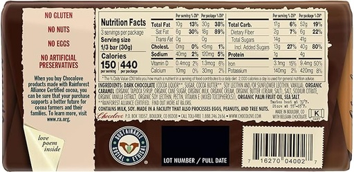 Salted Caramel 55% Dark Chocolate Bar 3.2oz