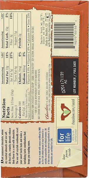Almond & Sea Salt in Dark Chocolate 3.2oz