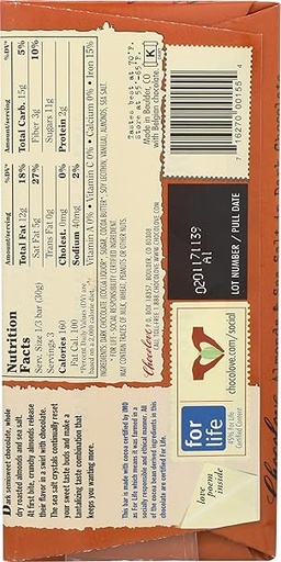 Almond & Sea Salt in Dark Chocolate 3.2oz
