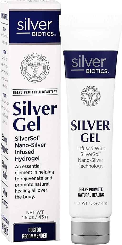 Silver Biotics Colloidal Silver Gel Nano-Silver 20 PPM Soothing Skin Gel | Versatile 1.5oz Gel for Skin Comfort and Wellness