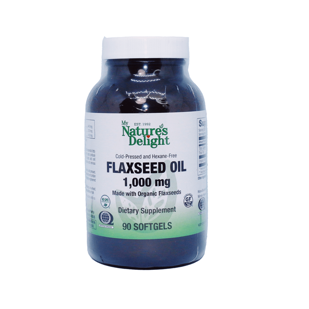 Flax Seed Oil 1,000 mg Cold Pressed and Hexane Free -90 Softgels