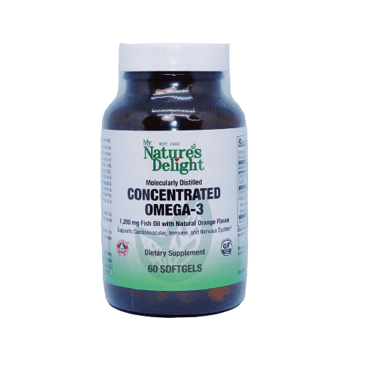 Concentrated Omega-3 1,200 mg Fish Oil - 60 Softgels - Natural Orange Flavor Softgels